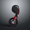 Black Helmet Red Unicycle Modern Single Wheel Transport Device Design