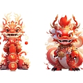 Dragon Dragon Year Cartoon Dragon Decoration Dragon Digit Dragon 3d model