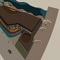 HY CLUB Modern Architectural Building With Textured Facade Pool And Trees