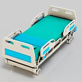 Modern Medical Hospital Bed With Green Mattress Blue Sections And White Frame