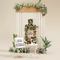Chanel Themed Floral Display With Flower Wall Green Plants And Decorative Chair