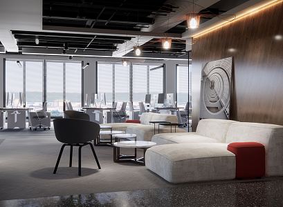 Modern public office area 3d model