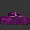 Shiny Pink Camouflage Military Armored Vehicle With Tracks And Metallic Surface