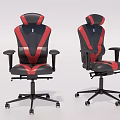 Ergonomic Office Chair Black Red Leather Upholstery Adjustable Armrests Reclining Backrest Swivel Casters