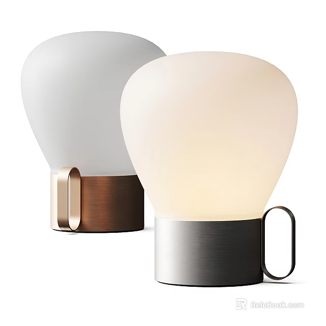 Modern Table Lamps White Shade Metal Base Copper Silver Design With Soft Glow 3d model 