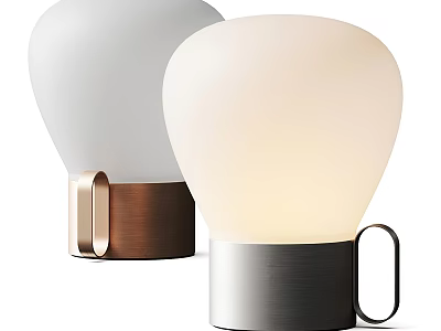 Modern Table Lamps White Shade Metal Base Copper Silver Design With Soft Glow 3d model