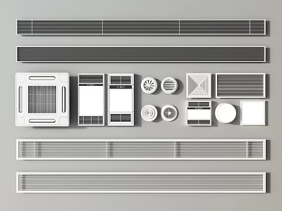 Various Air Conditioner Vent Designs Featuring Grille Square Round And Panel Styles 3d model