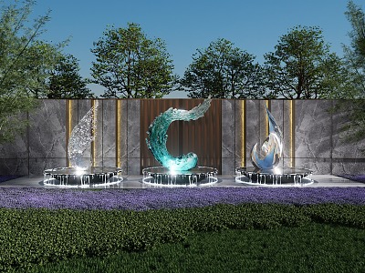 Modern City Sculpture Shaped Stainless Steel Waterscape Sculpture Landscape Wall Sculpture model