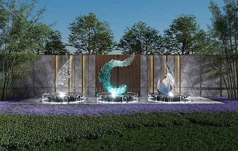 Modern City Sculpture Shaped Stainless Steel Waterscape Sculpture Landscape Wall Sculpture 3d model