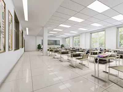 Modern Classroom School Standard Classroom 3d model