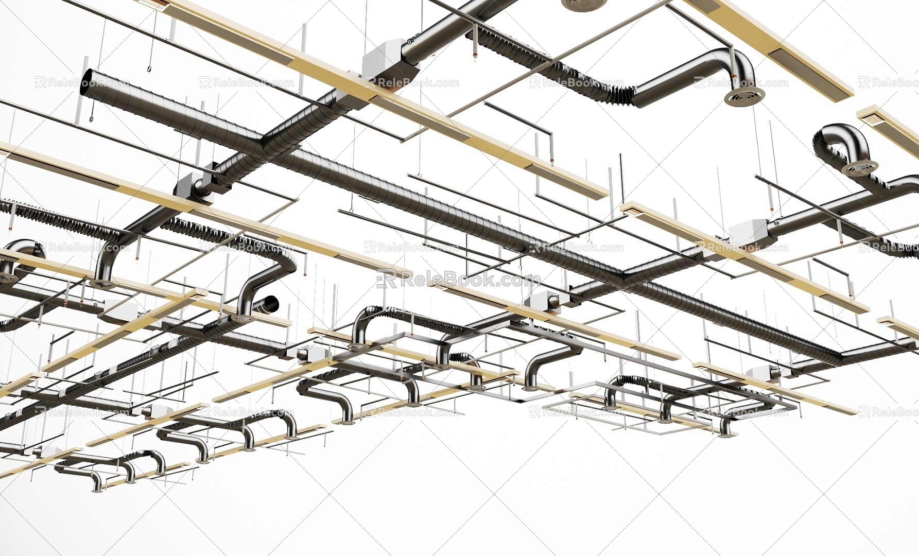 Industrial LOFT Pipe Ceiling Pipe Bare Top Air Conditioning Fire Pipe 3d model