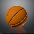 Orange Basketball with Black Lines on Dark Background and Reflective Surface