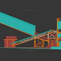 Vibrant 3D Stairs And Slide Structure With Blue Red Orange Metal Frames Design