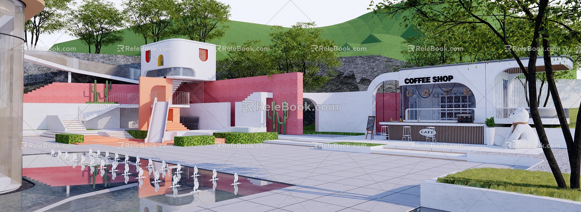 Modern children's play area art fun rich children's play area landscape space 3d model