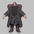Fantasy Dwarf Character With Long Beard Heavy Coat Leather Backpack And Boots