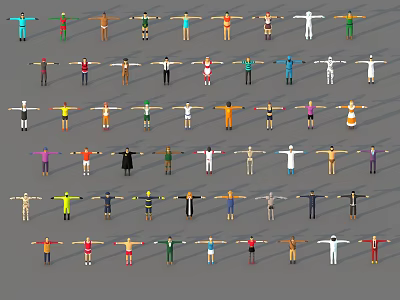 Game and Movie Character 3D Models with Various Poses and Colorful Outfits 3d model