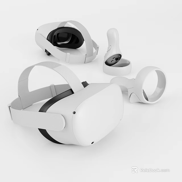 Advanced Smart VR Headset With Controllers Accessories And White Ergonomic Design 3d model 