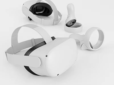 Advanced Smart VR Headset With Controllers Accessories And White Ergonomic Design 3d model