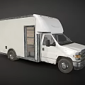 White Cargo Van With Open Side Door And Wooden Loading Compartment
