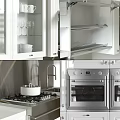 Modern White Kitchen Cabinets With Glass Doors And Stainless Steel Appliances