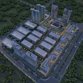 Modern Industrial Factory Layout With Green Surroundings And Road Facilities