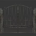 Classical Iron Entrance Gate With Spiked Top Design And Stone Pillars