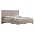 Modern Light Gray Double Bed With Upholstered Headboard Comfortable Mattress And Simple Frame 3d model
