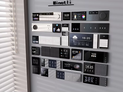 Minotti Modern Switch Panels With Various Styles Digital Displays Time And Weather Indicators On Wall 3d model