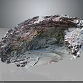 Irregular Natural Rock Cave Structure Featuring Colorful Pink Blue Green Surface And Reflective Base