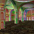 Islamic Style Architectural Hall Featuring Arched Structures Marble Flooring And Carved Columns
