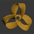 Yellow Three Bladed Propeller With Shiny Metallic Surface And Dark Background Reflection 3d model