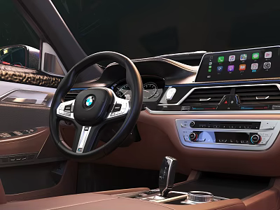 Luxury BMW Car Interior With Leather Trim Digital Dashboard And Touchscreen Control Panel 3d model