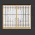 Japanese-style sliding window lattice window solid wood partition 3d model