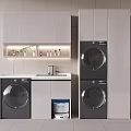 Modern Bathroom Cabinetry With Sink Stacked Washer Dryer And Storage