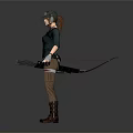 A Woman In Helmet Green Top Brown Pants With Quiver Wrist Guards On Gray Background