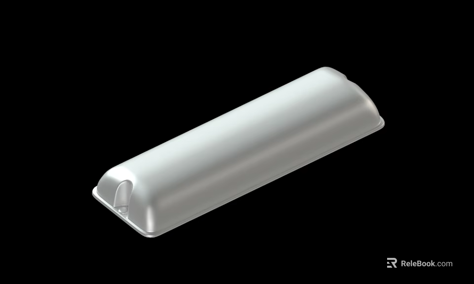 White Long Rectangular Container Lid With Smooth Surface And Small Opening 3d model 