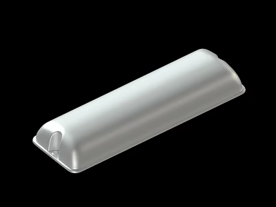White Long Rectangular Container Lid With Smooth Surface And Small Opening 3d model