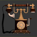 Vintage Rotary Dial Telephone With Brass Accents And Wooden Base Design