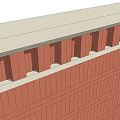 Red Brick Building Exterior Wall With Horizontal Lines And Architectural Details 3d model