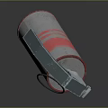 Military Grenade With Gray And Red Stripes Metal Pull Ring And Cylindrical Structure