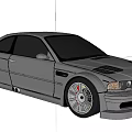 Silver BMW Performance Sports Car With Aerodynamic Design Alloy Wheels Hood Vents And Rear Spoiler