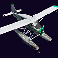 White and Green Passenger Plane with Float Structure and Wing Design 3d model