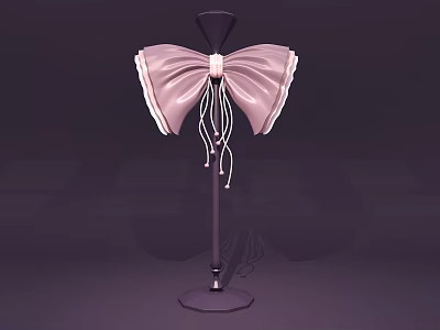 Delicate Decorative Ornament Set With Pink Bowknot Design Black Stand And Tassel Details 3d model