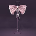 Delicate Decorative Ornament Set With Pink Bowknot Design Black Stand And Tassel Details