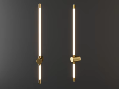 Modern Brass Linear Wall Lamps with Sleek Slim Profile for Interior Decorative Lighting 3d model