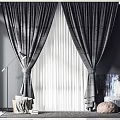 Gray Textured Curtains With Tiebacks For Modern Living Room Window Design