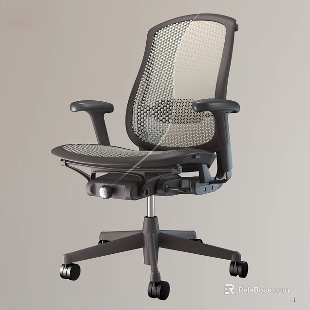 Ergonomic Adjustable Office Chair With Breathable Mesh Back Black Armrests And Wheeled Base 3d model 