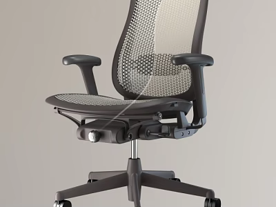 Ergonomic Adjustable Office Chair With Breathable Mesh Back Black Armrests And Wheeled Base 3d model