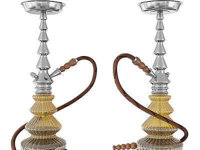 Modern Commercial Hookah Equipment With Metal Glass Base And Leather Hose Design 3d model
