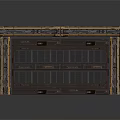 Vintage Industrial Metal Gate Structure With Grid Panels And Decorative Frames